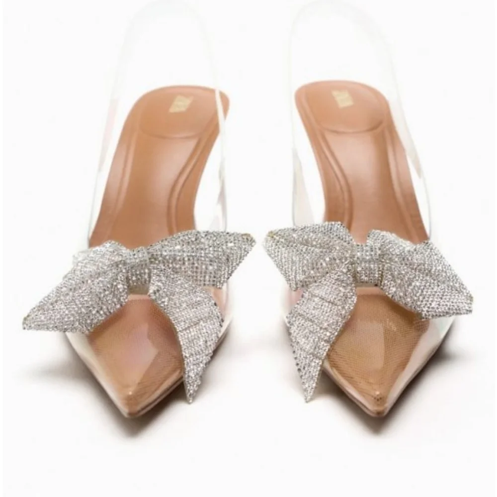 NWT. Zara  Rhinestones Embellished  Slingback High-Heel Shoes. Size 8 - Picture 5 of 8